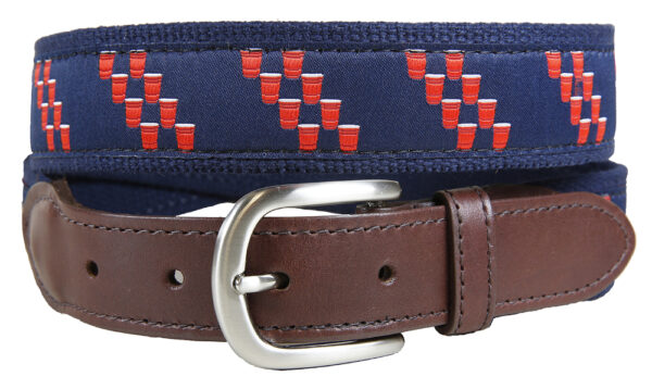 Nautical Knots Leather Tab Belt  by Belted Cow Company. Made in Maine.
